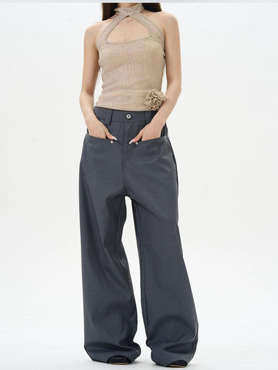 Drapey High Waist Trousers Korean Street Fashion Trousers By 77Flight Shop Online at OH Vault