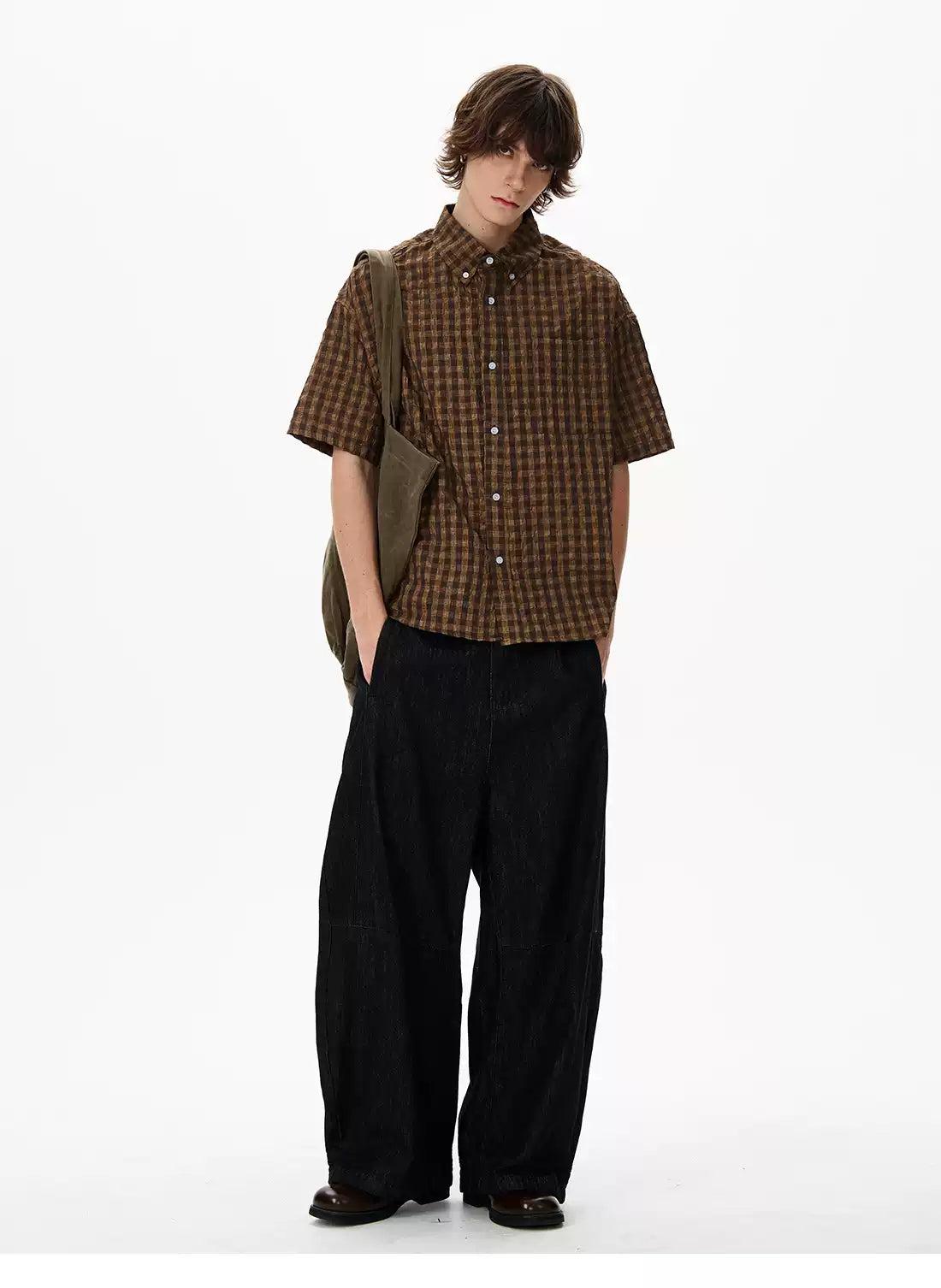 Vintage Plaid Pattern Shirt Korean Street Fashion Shirt By 77Flight Shop Online at OH Vault