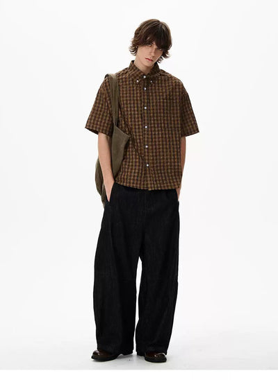 Vintage Plaid Pattern Shirt Korean Street Fashion Shirt By 77Flight Shop Online at OH Vault