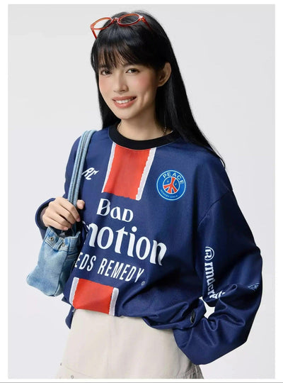 Logo Graphic Print L/S Jersey T-Shirt Korean Street Fashion T-Shirt By Remedy Shop Online at OH Vault