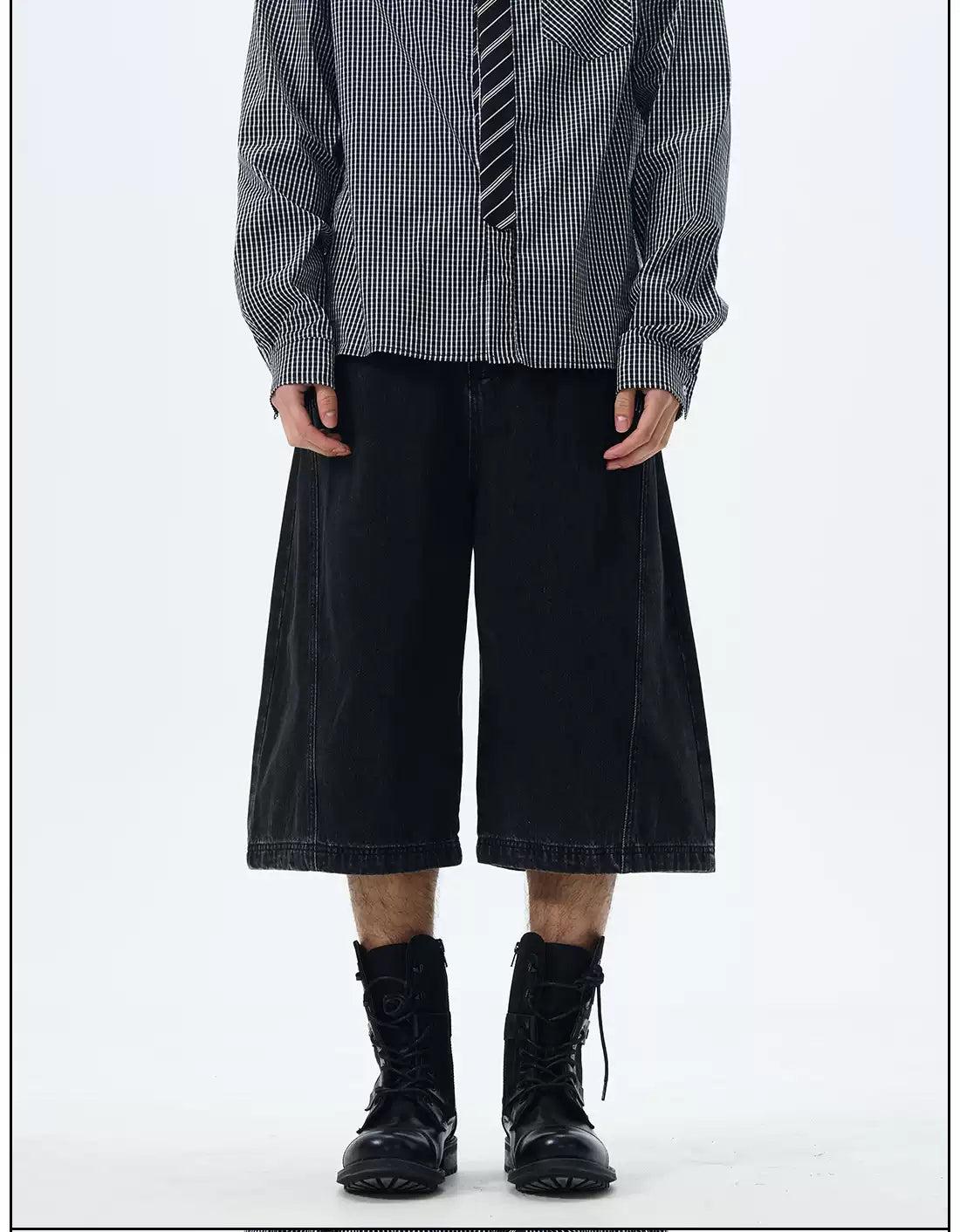 Basic Plain & Washed Wide Denim Shorts Korean Street Fashion Shorts By 77Flight Shop Online at OH Vault