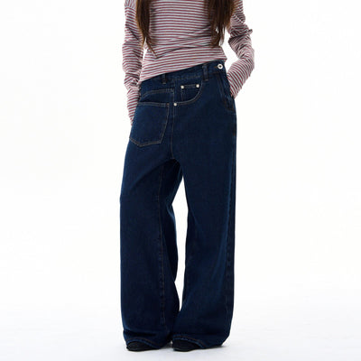 Irregular Pocket Loose Fit Jeans Korean Street Fashion Jeans By 77Flight Shop Online at OH Vault