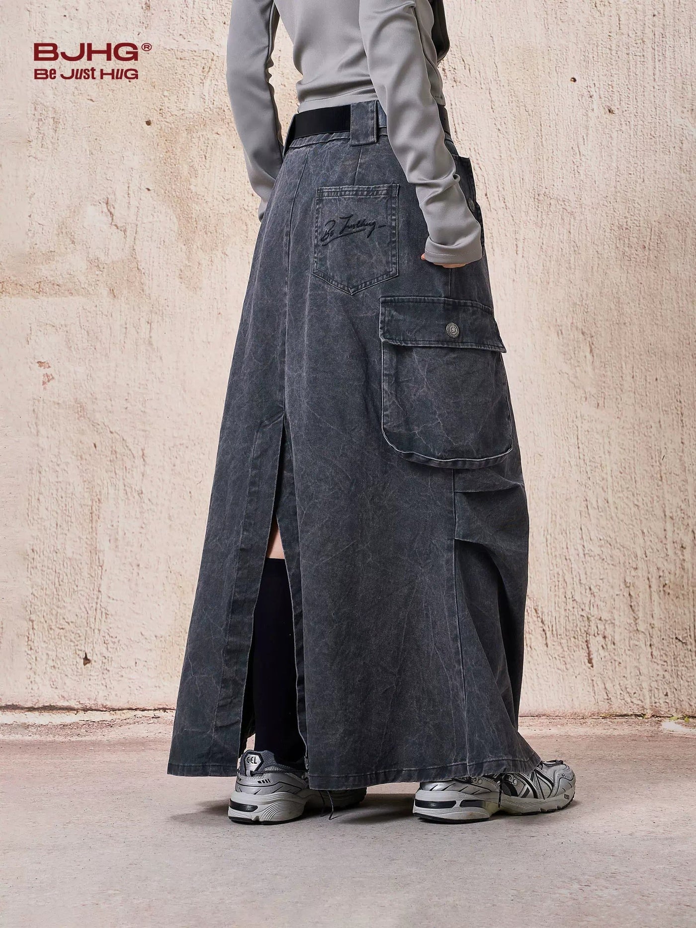 Multi Flap Pocket Denim Skirt Korean Street Fashion Skirt By BE Just Hug Shop Online at OH Vault