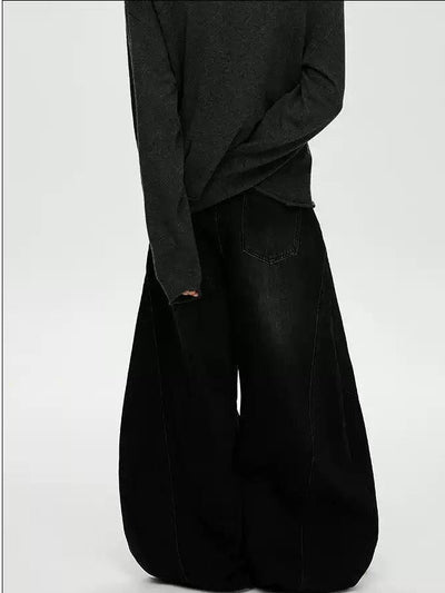 Faded Rivet Buttons Baggy Jeans Korean Street Fashion Jeans By A PUEE Shop Online at OH Vault