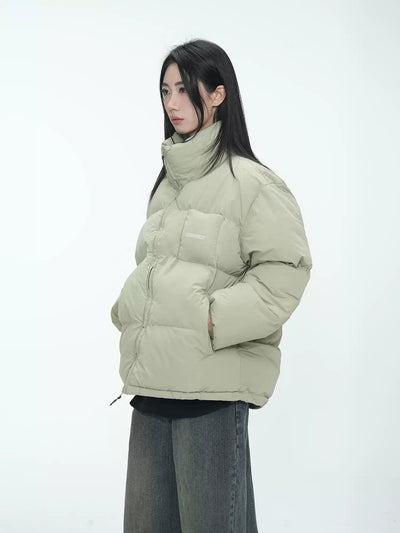 Zipped Stand Collar Puffer Jacket Korean Street Fashion Jacket By Jump Next Shop Online at OH Vault