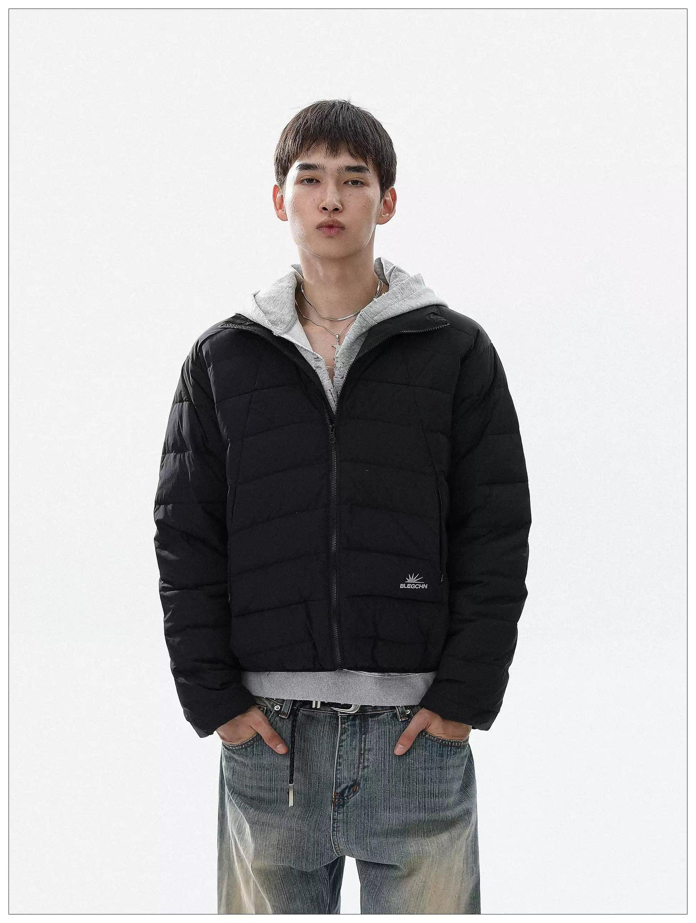 Quilted Stand Collar Down Jacket Korean Street Fashion Jacket By Mr Nearly Shop Online at OH Vault