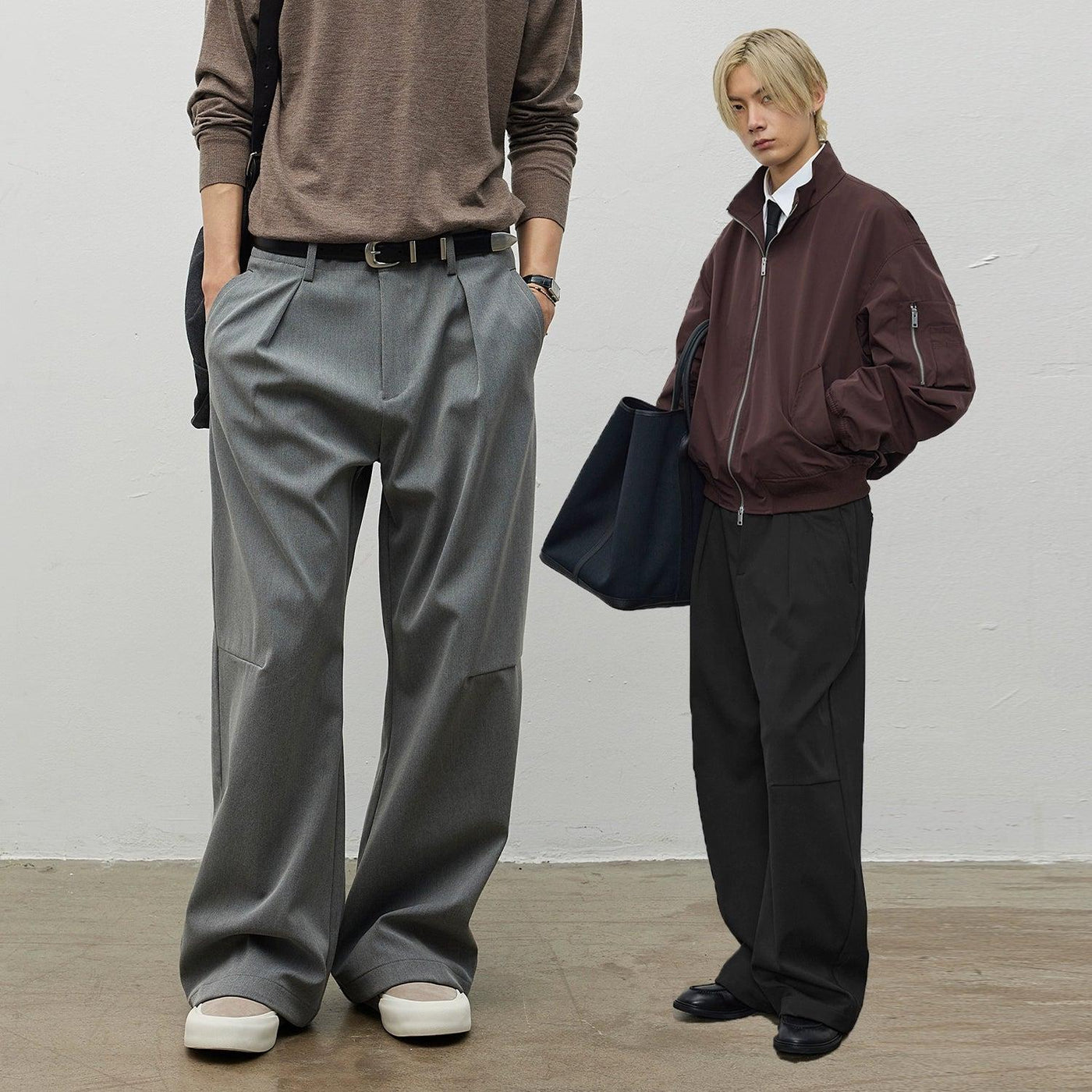 Pleated Relaxed Fit Trousers Korean Street Fashion Trousers By Terra Incognita Shop Online at OH Vault