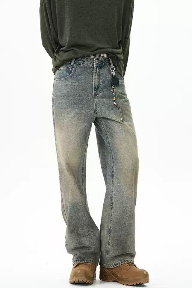 Washed Fade Highlight Jeans Korean Street Fashion Jeans By 77Flight Shop Online at OH Vault