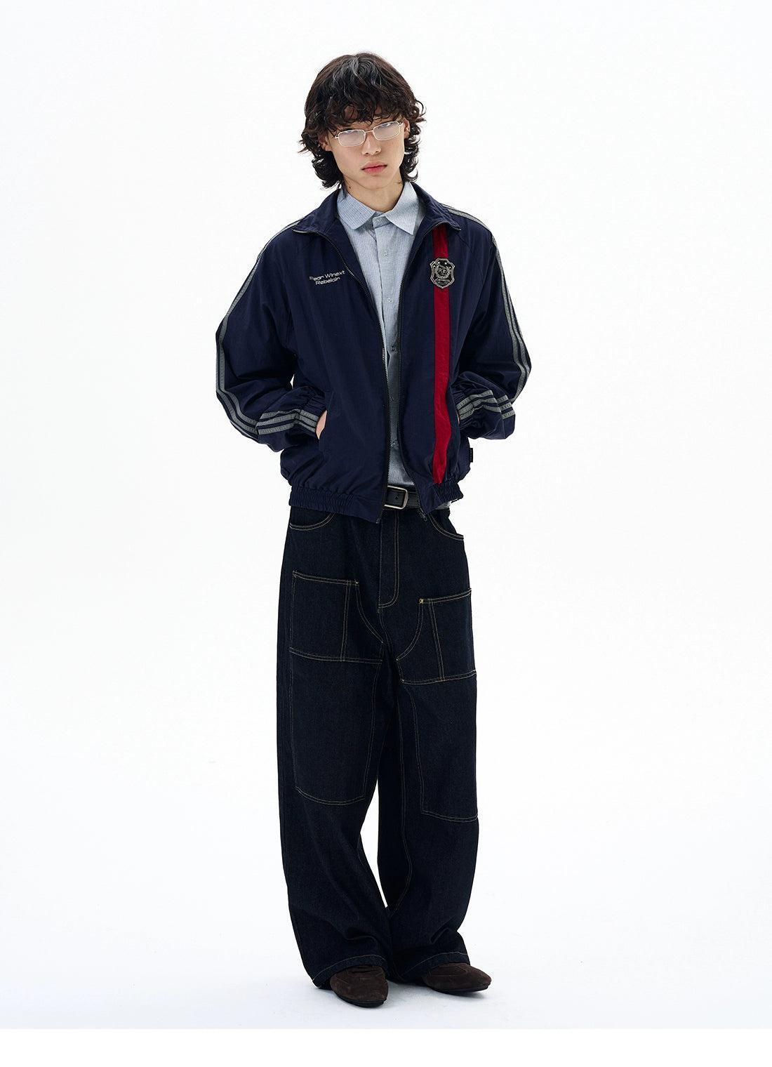 Sports Bar Stripes Zipped Jacket Korean Street Fashion Jacket By 77Flight Shop Online at OH Vault