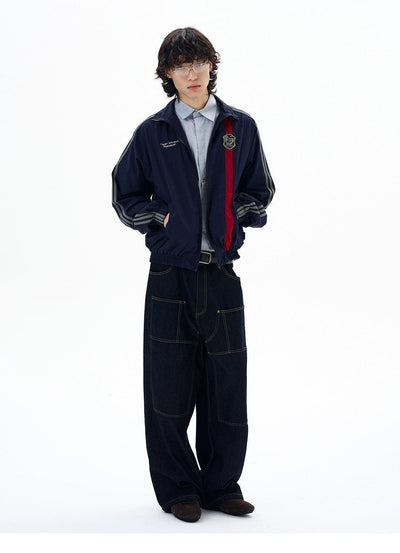 Sports Bar Stripes Zipped Jacket Korean Street Fashion Jacket By 77Flight Shop Online at OH Vault