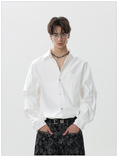 Solid Front Pocket Snap Buttoned Shirt Korean Street Fashion Shirt By Mr Nearly Shop Online at OH Vault