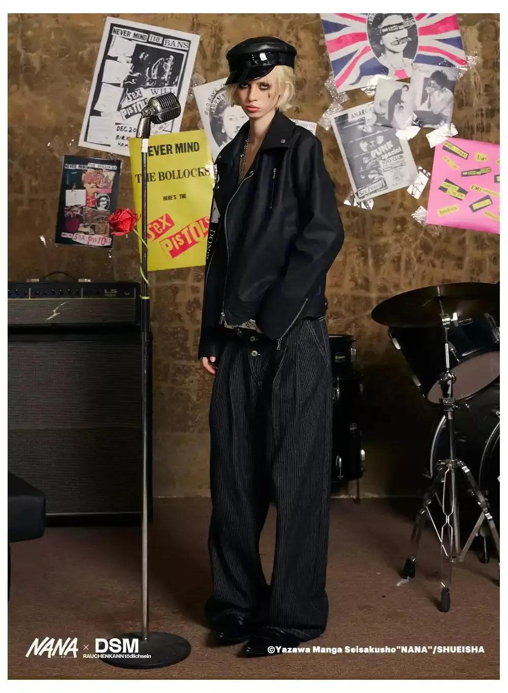 Nana Print PU Leather Jacket Korean Street Fashion Jacket By Donsmoke Shop Online at OH Vault