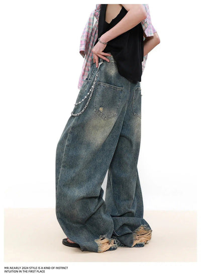 Washed Wide Cut Jeans Korean Street Fashion Jeans By Mr Nearly Shop Online at OH Vault