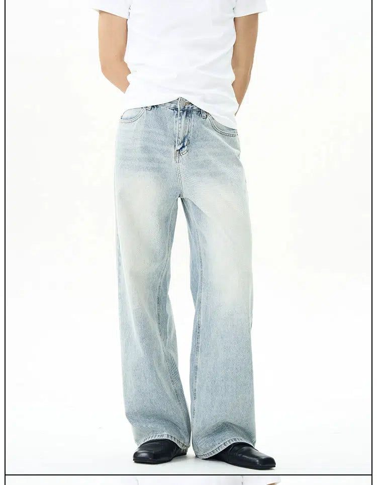 Essential Faded Straight Jeans Korean Street Fashion Jeans By 77Flight Shop Online at OH Vault