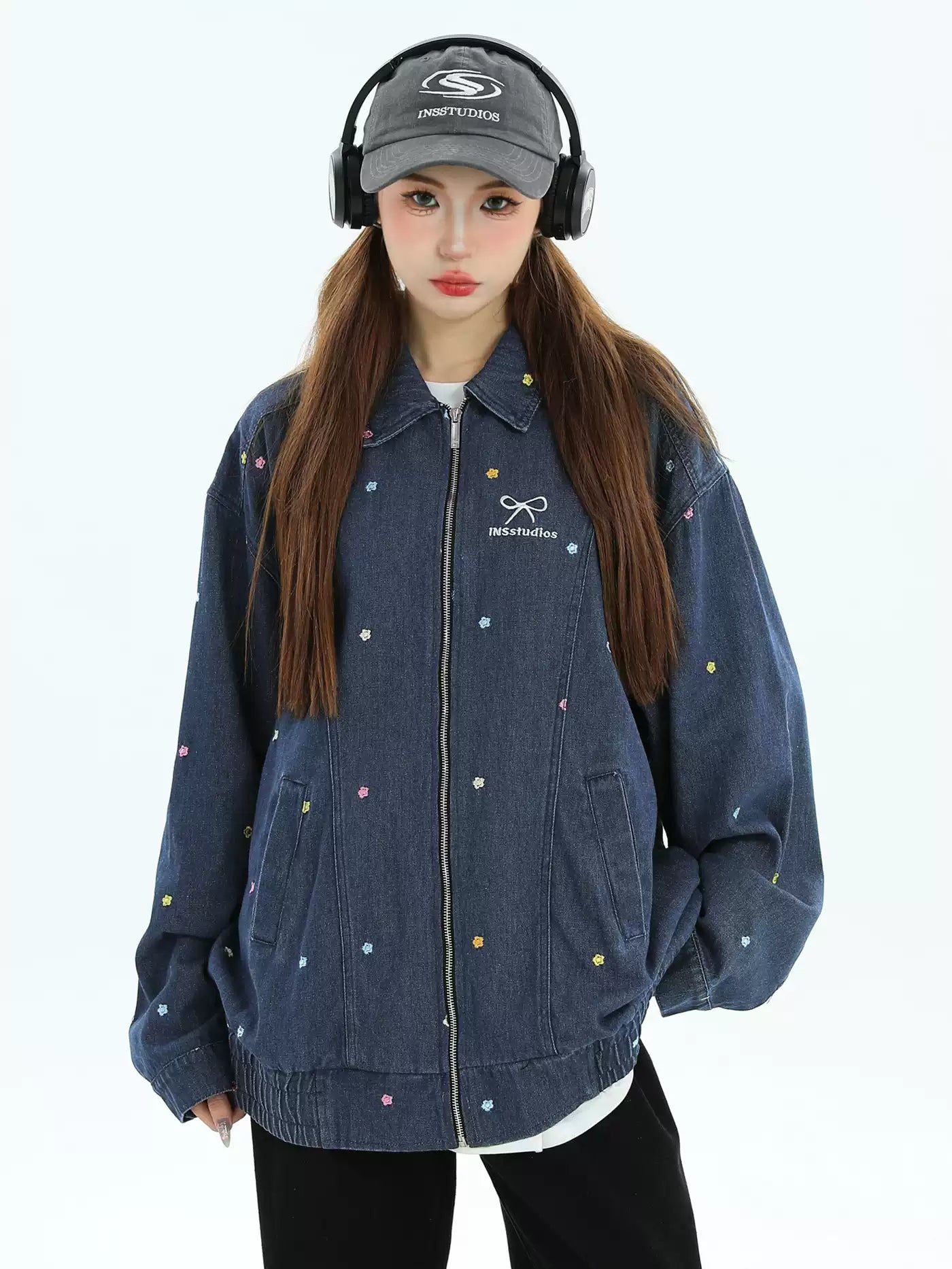 Tiny Scattered Flowers Denim Jacket Korean Street Fashion Jacket By INS Korea Shop Online at OH Vault