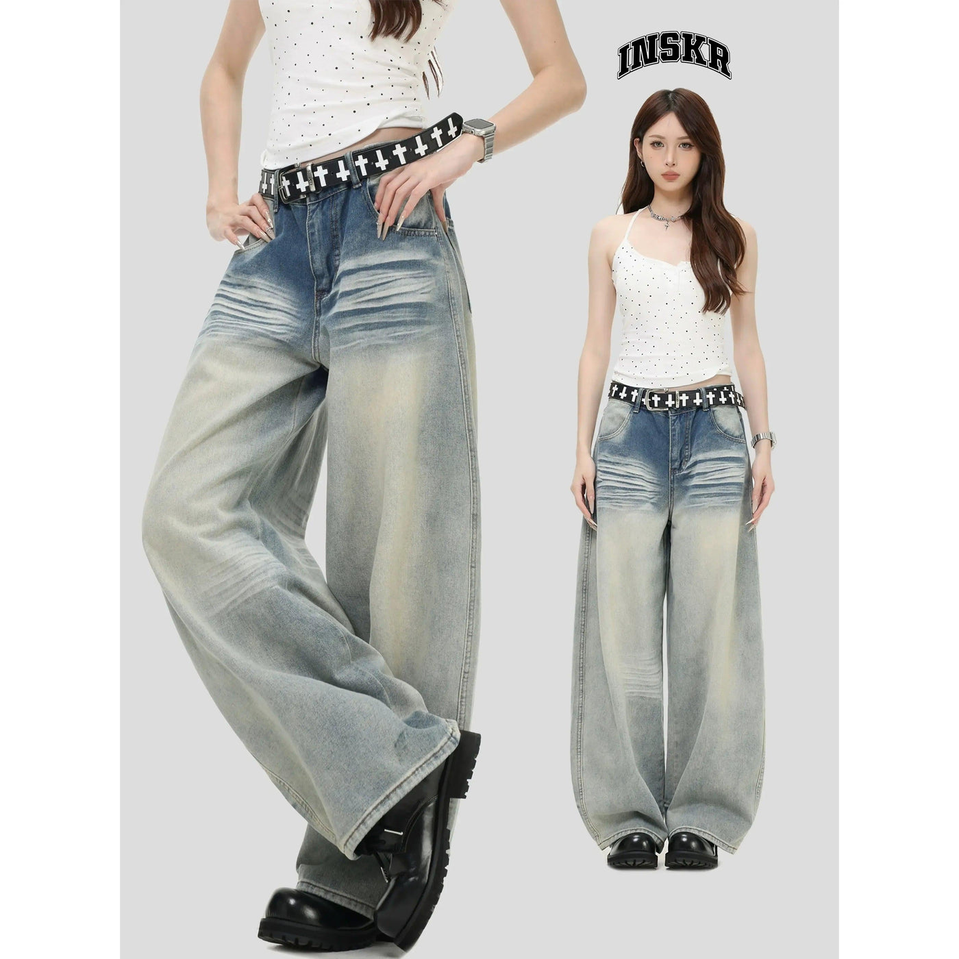 Whiskers Lines Fade Emphasis Jeans Korean Street Fashion Jeans By INS Korea Shop Online at OH Vault