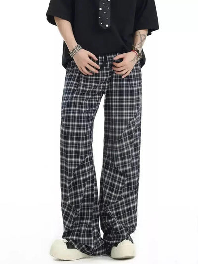 Elastic Pleated Plaid Pants Korean Street Fashion Pants By INS Korea Shop Online at OH Vault