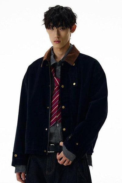 Snap Buttons Contrast Collar Denim Jacket Korean Street Fashion Jacket By A PUEE Shop Online at OH Vault