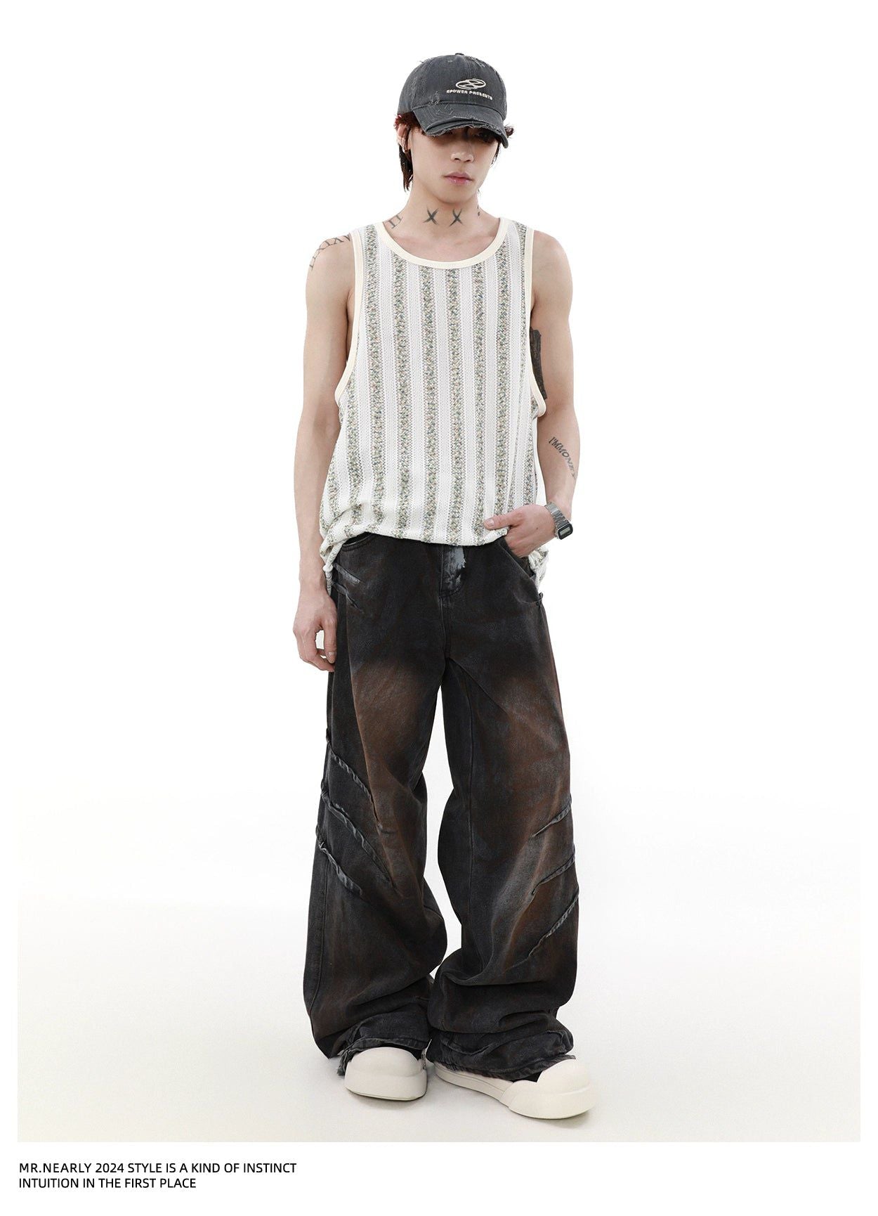 Vertical Stripes Knitted Tank Top Korean Street Fashion Tank Top By Mr Nearly Shop Online at OH Vault