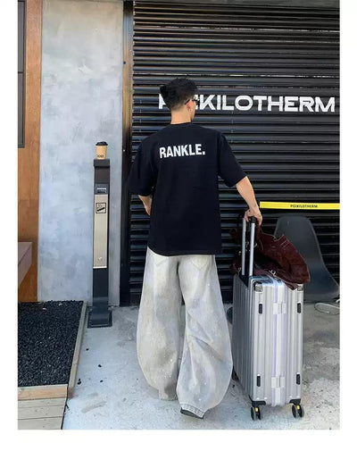 Rips and Splatters Wide Jeans Korean Street Fashion Jeans By Poikilotherm Shop Online at OH Vault