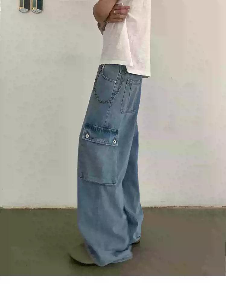 Baggy Washed Cargo Jeans Korean Street Fashion Jeans By In Knots Shop Online at OH Vault