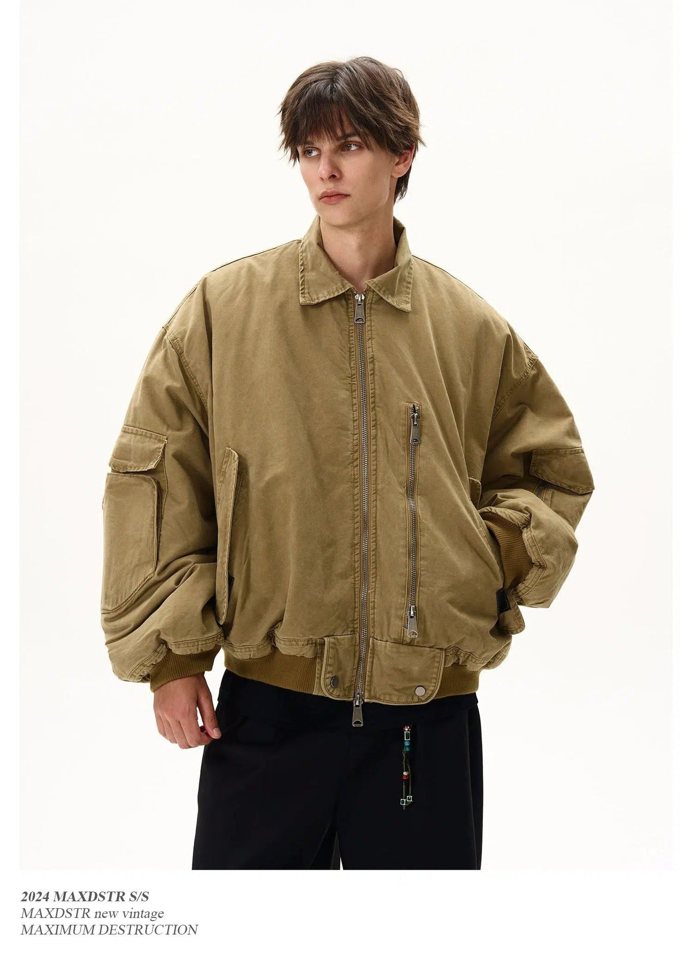 Faded Wash Cargo Style Jacket Korean Street Fashion Jacket By MaxDstr Shop Online at OH Vault