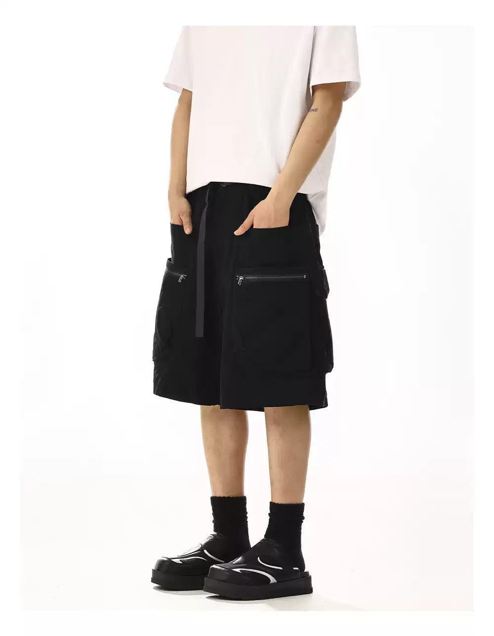 Belted Strap Cargo Shorts Korean Street Fashion Shorts By MEBXX Shop Online at OH Vault