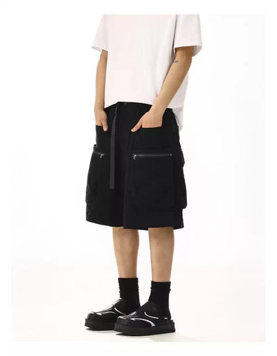Belted Strap Cargo Shorts Korean Street Fashion Shorts By MEBXX Shop Online at OH Vault