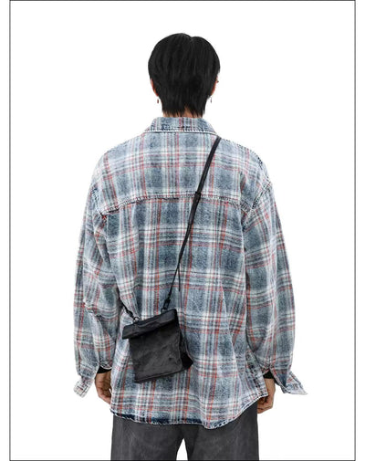 Tie-Dyed Plaid Ripped Shirt Korean Street Fashion Shirt By Mr Nearly Shop Online at OH Vault