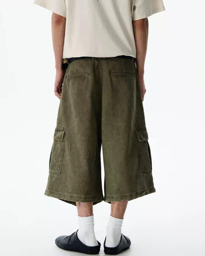 Wide Cargo Style Denim Shorts Korean Street Fashion Shorts By A PUEE Shop Online at OH Vault