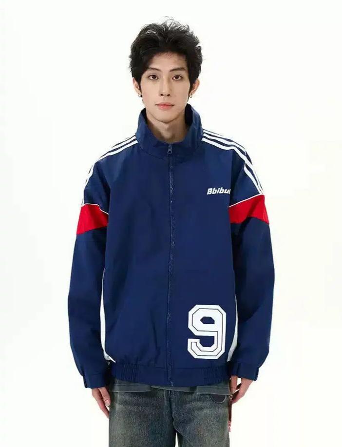 Three-Bar Sports Jersey Jacket Korean Street Fashion Jacket By 77Flight Shop Online at OH Vault