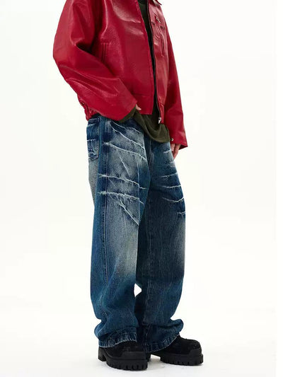 Faded & Washed Wide Leg Jeans Korean Street Fashion Jeans By 77Flight Shop Online at OH Vault