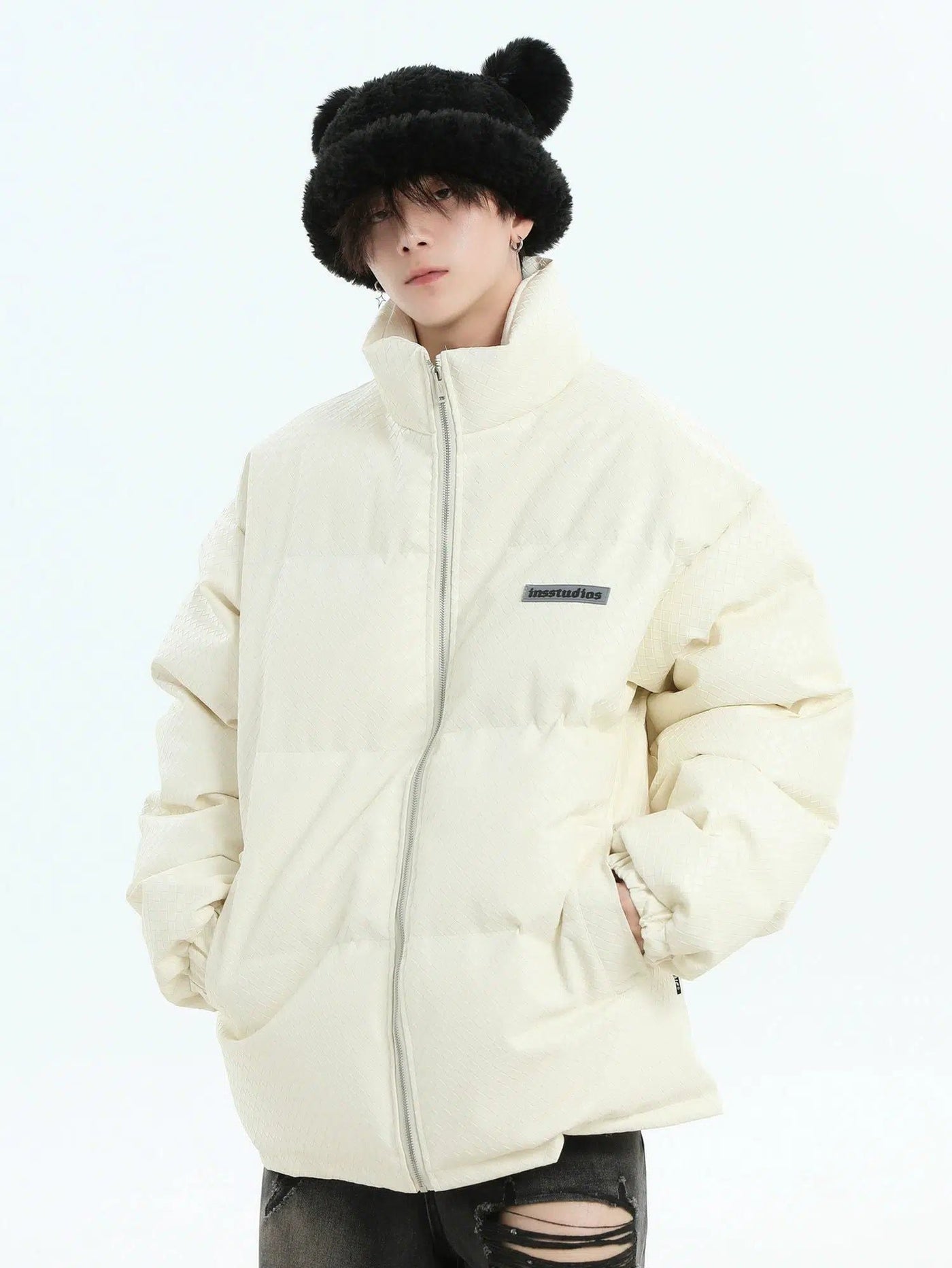 Quilted Textured Puffer Jacket Korean Street Fashion Jacket By INS Korea Shop Online at OH Vault