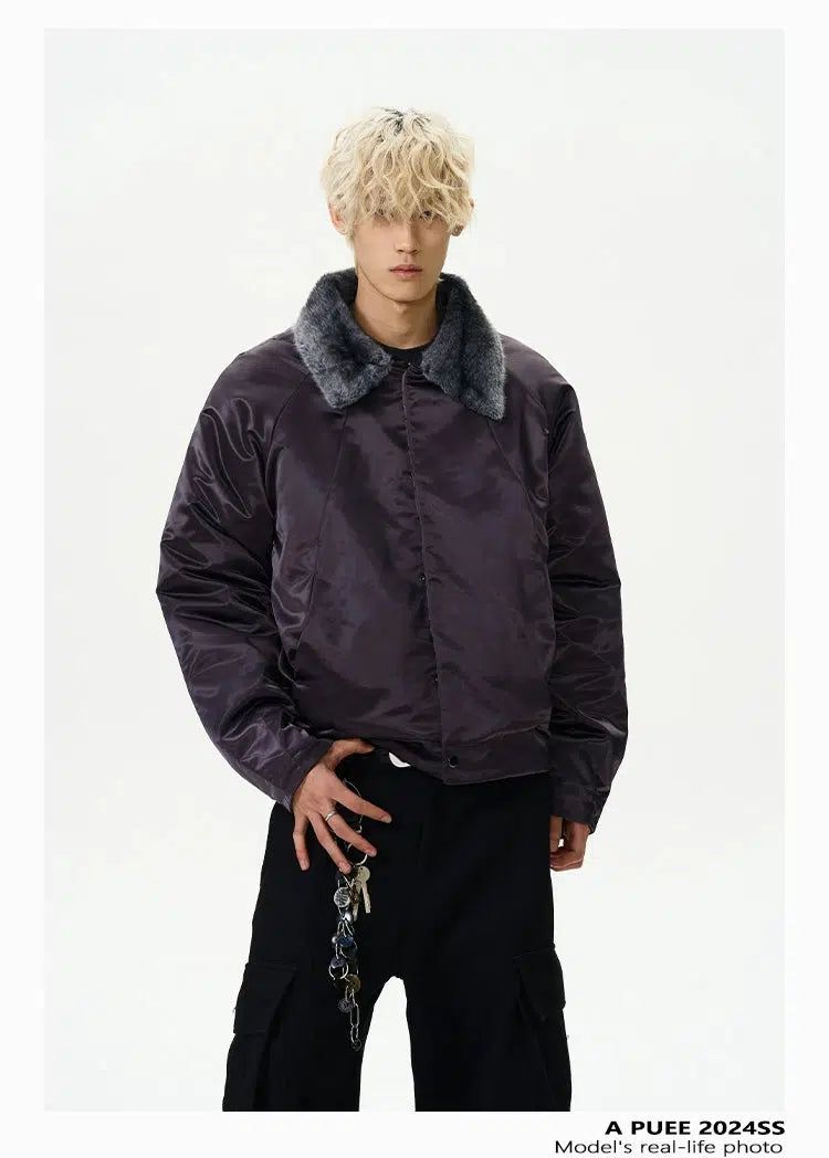 Plushy Lapel Short Jacket Korean Street Fashion Jacket By A PUEE Shop Online at OH Vault