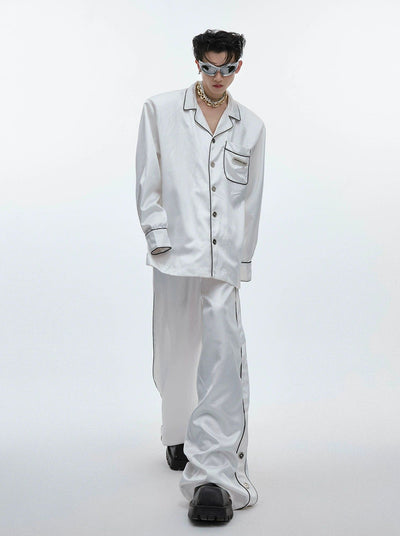 Silky Sleepwear Shirt & Pants Set Korean Street Fashion Clothing Set By Argue Culture Shop Online at OH Vault