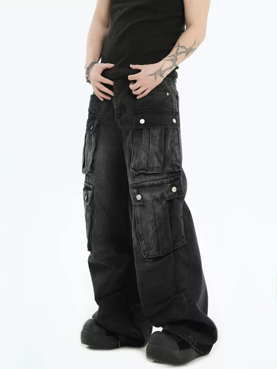 Multi Buttoned Pockets Jeans Korean Street Fashion Jeans By INS Korea Shop Online at OH Vault