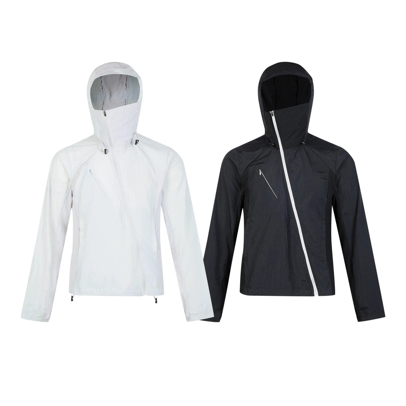 Diagonal Zip Hooded Nylon Jacket Korean Street Fashion Jacket By Made Extreme Shop Online at OH Vault