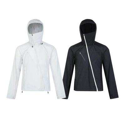 Diagonal Zip Hooded Nylon Jacket Korean Street Fashion Jacket By Made Extreme Shop Online at OH Vault