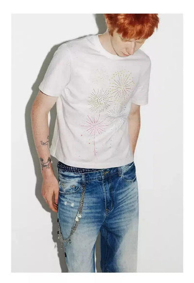 Firework Outline Print T-Shirt Korean Street Fashion T-Shirt By Conp Conp Shop Online at OH Vault