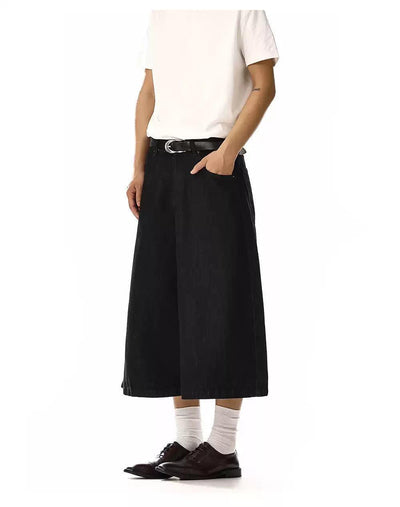 Versatile Wide Mid Length Denim Shorts Korean Street Fashion Shorts By MEBXX Shop Online at OH Vault