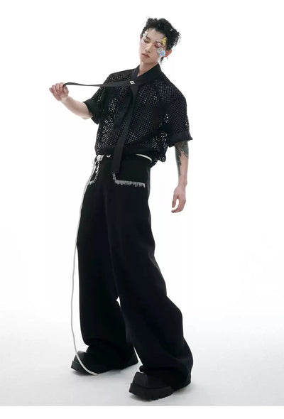 Hollowed Mesh Strap Shirt Korean Street Fashion Shirt By Argue Culture Shop Online at OH Vault