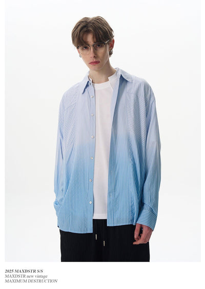 Gradient Contrast Striped Shirt Korean Street Fashion Shirt By MaxDstr Shop Online at OH Vault