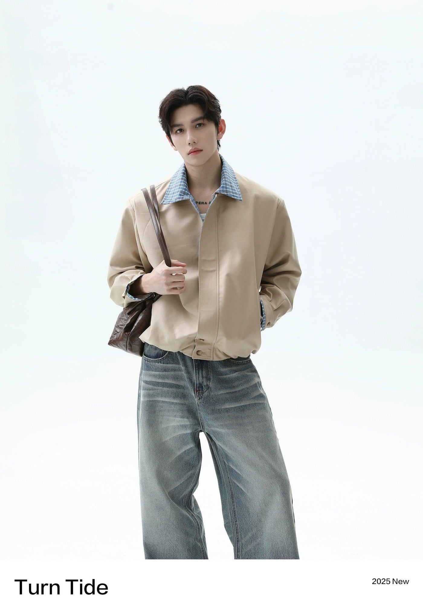 Plaid Pattern Spliced Zip-Up Jacket Korean Street Fashion Jacket By Turn Tide Shop Online at OH Vault