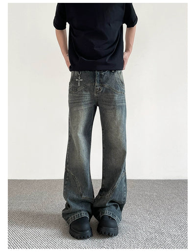 Structured Seams Washed Jeans Korean Street Fashion Jeans By A PUEE Shop Online at OH Vault