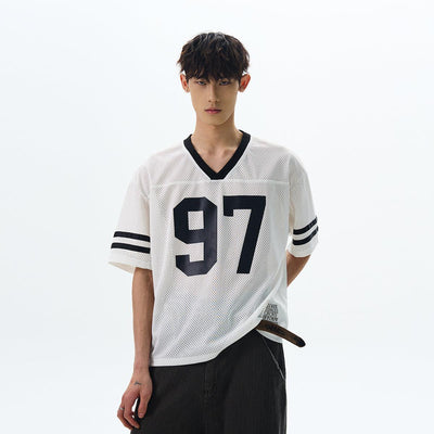 Cut-Out Mesh Jersey T-Shirt Korean Street Fashion T-Shirt By A PUEE Shop Online at OH Vault