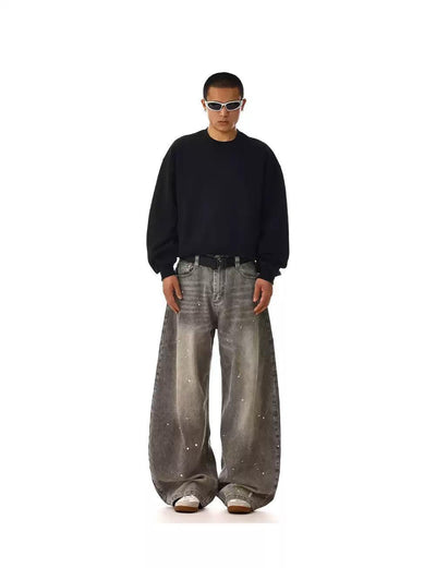 Washed Paint Splash Jeans Korean Street Fashion Jeans By MEBXX Shop Online at OH Vault