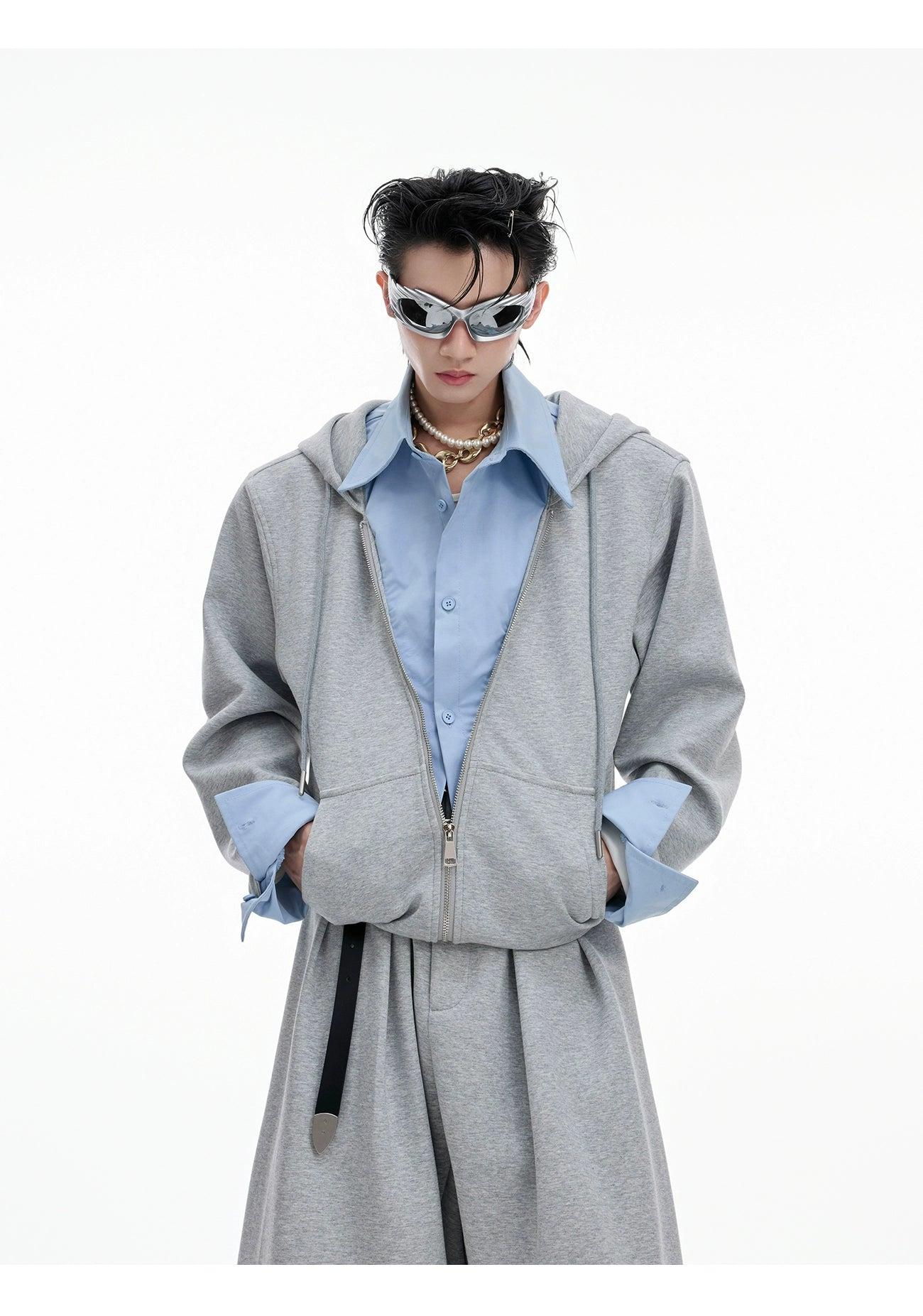 Spliced Contrast Hoodie & Wide Sweatpants Set Korean Street Fashion Clothing Set By Argue Culture Shop Online at OH Vault