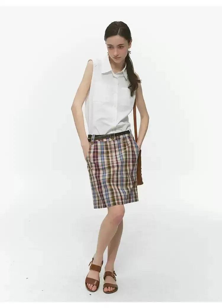 Vintage Color Plaid Skirt Korean Street Fashion Skirt By Country Moment Shop Online at OH Vault