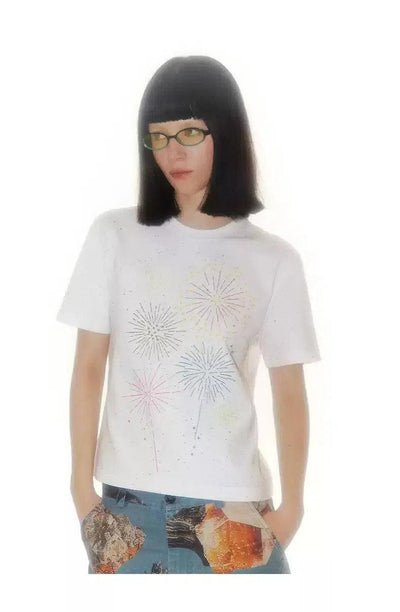 Firework Outline Print T-Shirt Korean Street Fashion T-Shirt By Conp Conp Shop Online at OH Vault