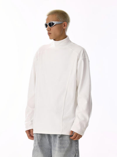 Solid Seam Detail Mockneck Korean Street Fashion Mockneck By MEBXX Shop Online at OH Vault